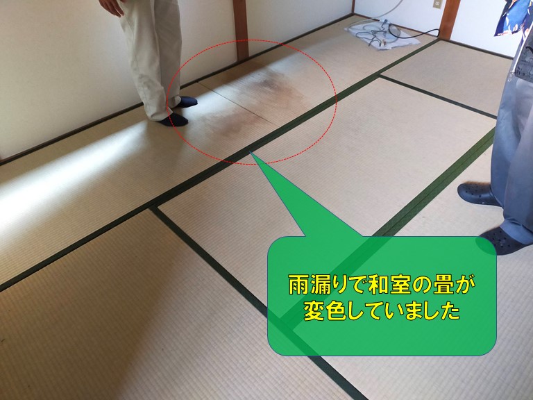 和歌山市の2階和室から雨漏り