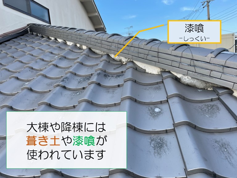 岩出市で葺き土や漆喰に草の種が付着して草が育ちます