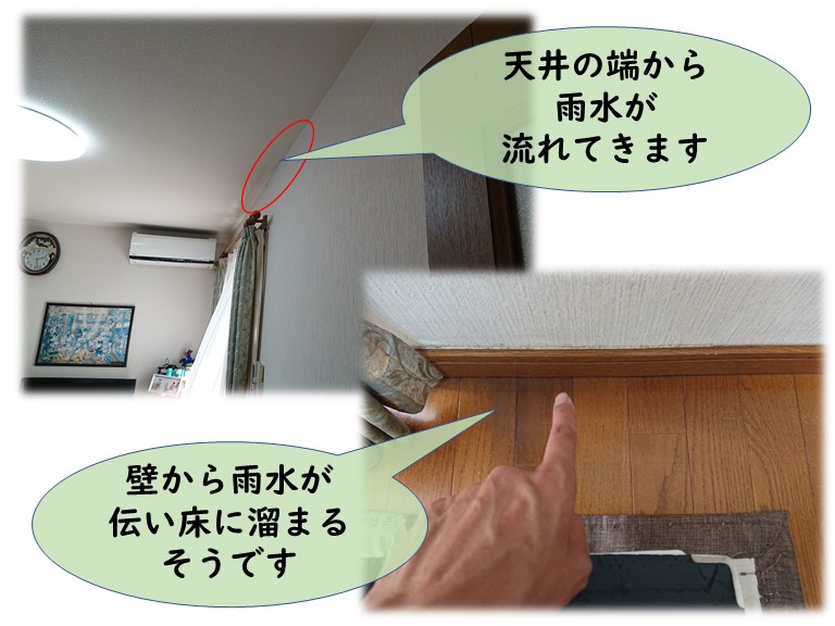岩出市の洋室の天井から雨漏り