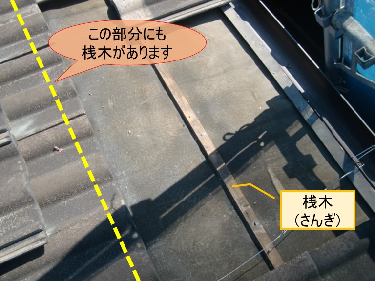 紀の川市で桟木にモニエル瓦を固定していきます