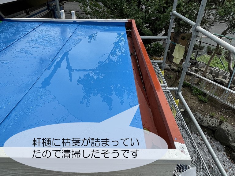 紀の川市で軒樋に溜まった枯葉を撤去したそうです
