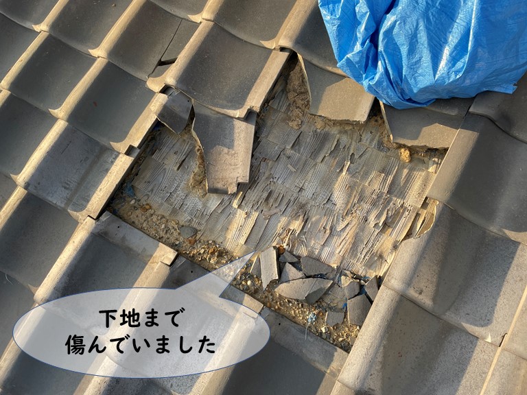 紀の川市の屋根を調査すると屋根の下地が腐食していました