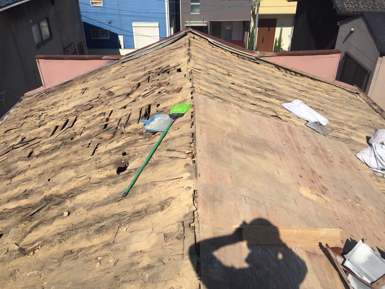 大阪市東住吉区今川 古い下地への構造用合板増し張り