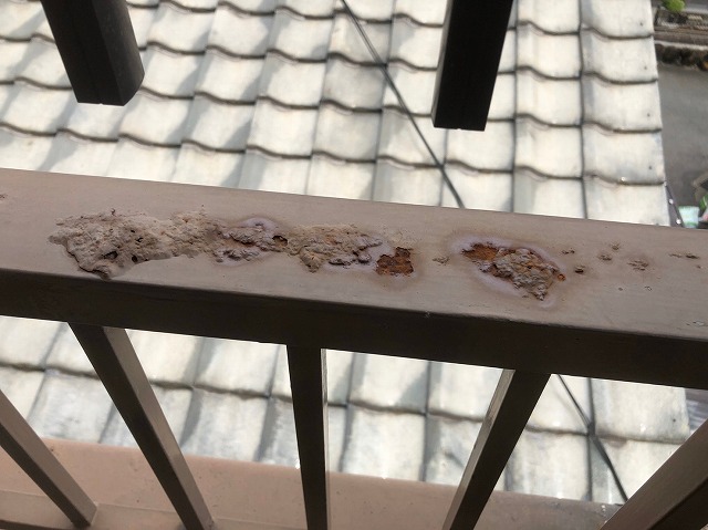 鉄部に錆び