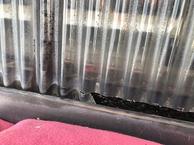 樋掃除の為に波板を切った