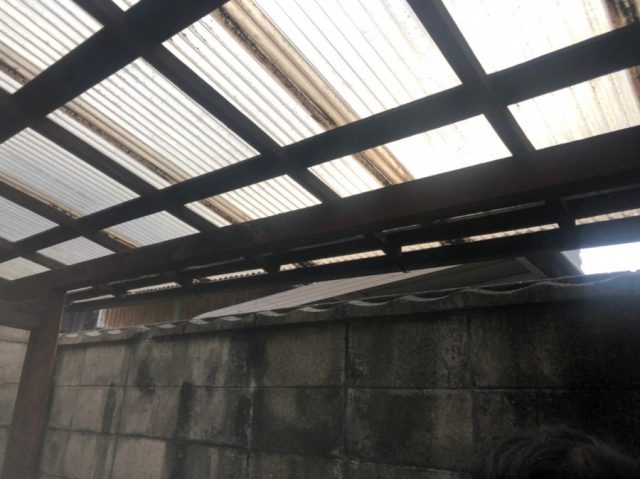 波板復旧と樋取付