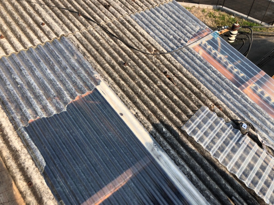 明りとり取替工事中