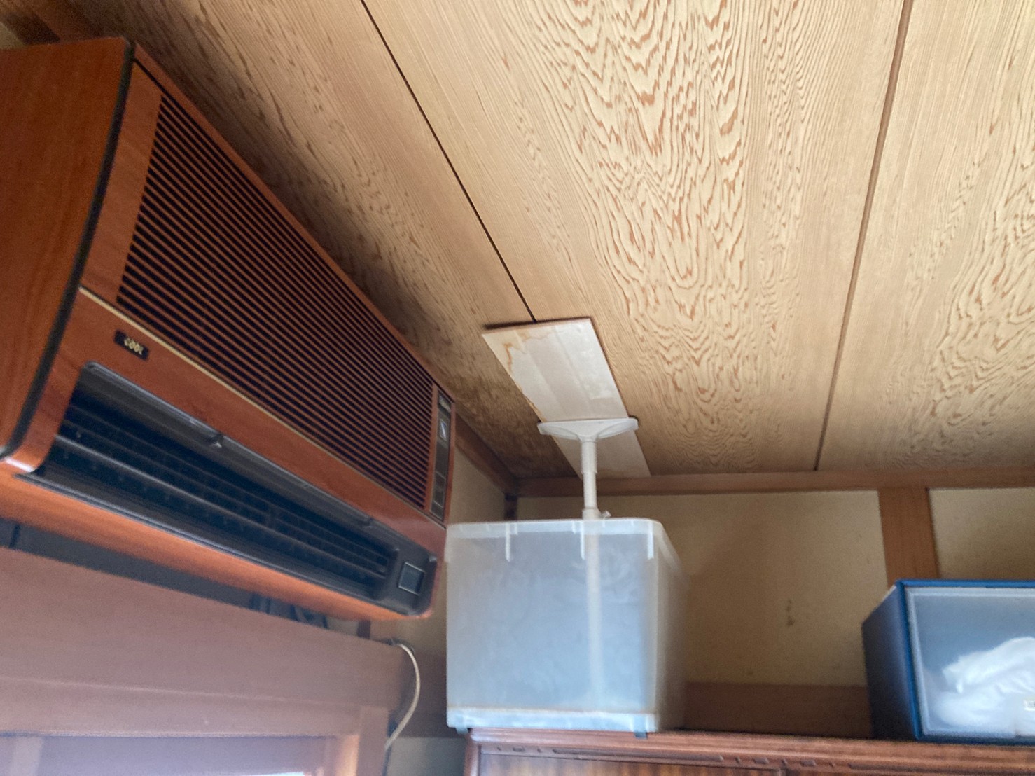 和室の天井に雨漏れ