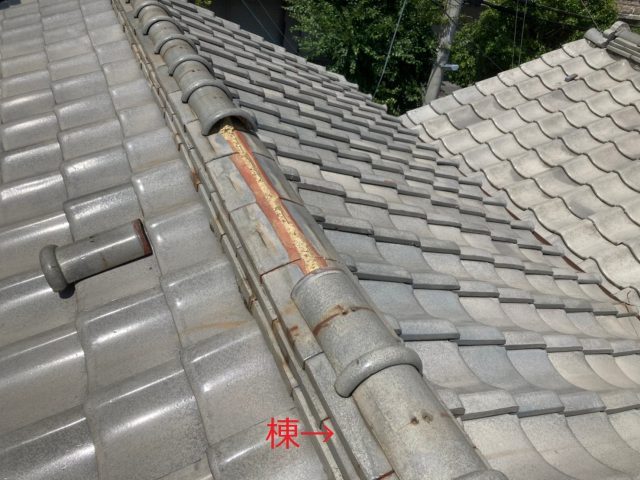 八尾市で瓦が飛んだ