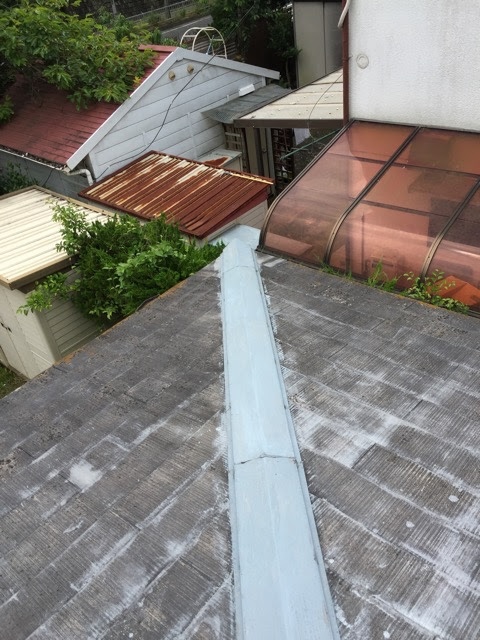 棟板金周辺の白化屋根