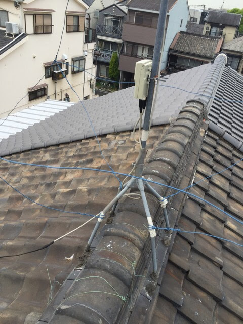 大阪市東住吉区 強風で倒壊リスクのある不安定なアンテナ支持部