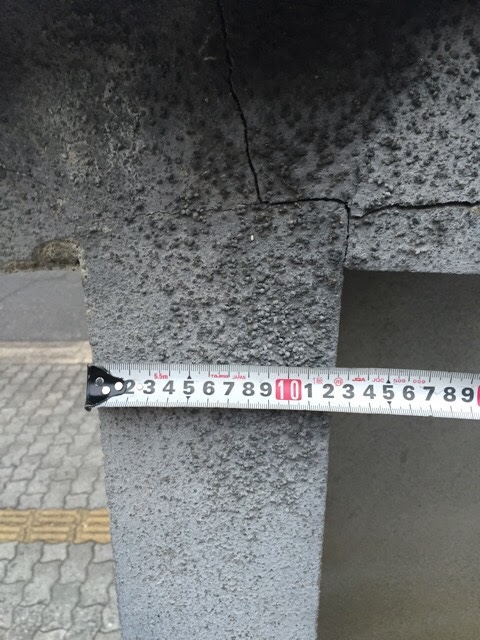 東大阪市でひび割れと汚れが発生している、土葺きの古い和風塀瓦の現地調査