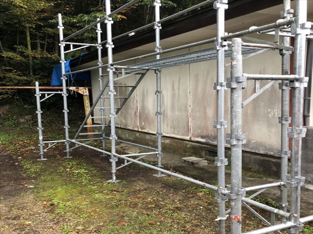 宍粟市の仮設足場の設置