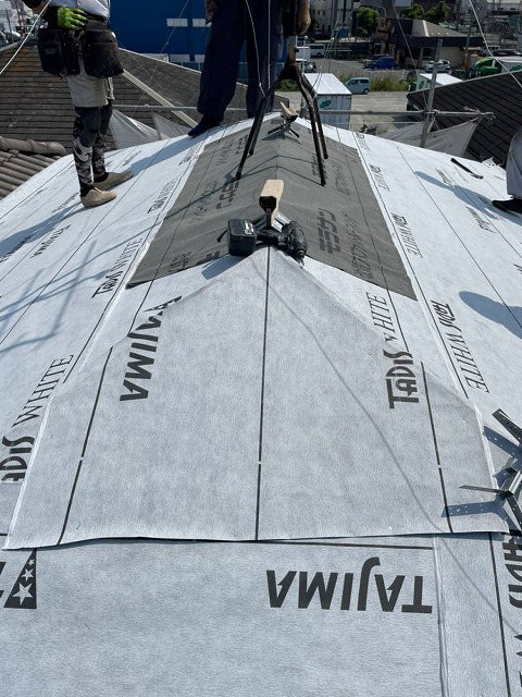 防止シート貼付け