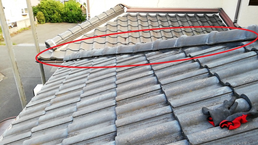 高砂市の台風でずれた棟瓦