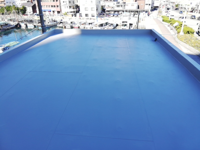 明石市のシート防水の施工完了