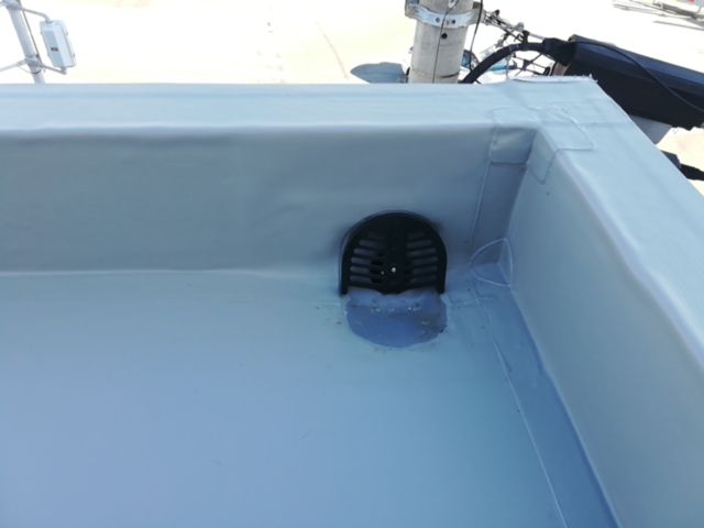 明石市のシート防水工事の改修用ドレン完了