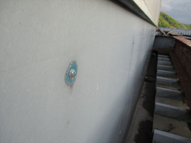 姫路市店舗折板屋根のビス部分のコーキング切れ
