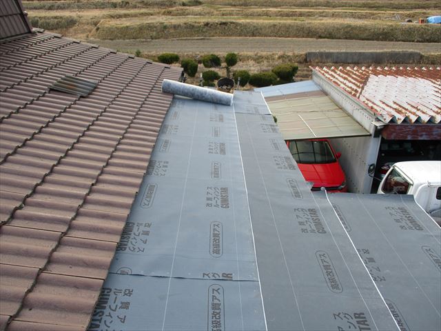 加西市のきれいに施工されたルーフィング