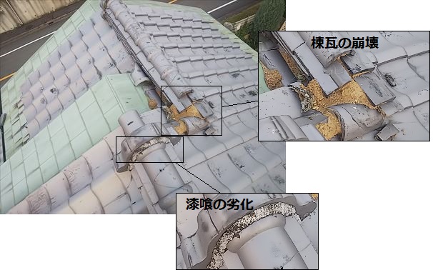 棟瓦周辺　被害状況