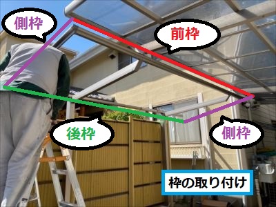 サイクルポート　枠の組立て