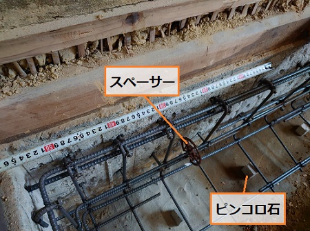 添え基礎　スペーサー　ピンコロ石