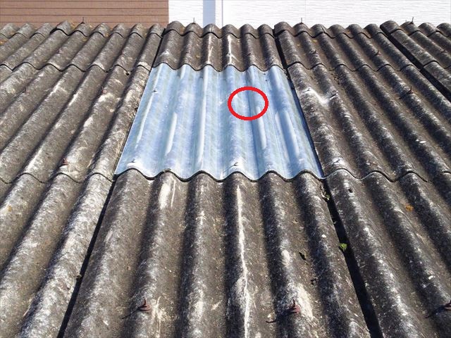 スレート波板補修上張り完了