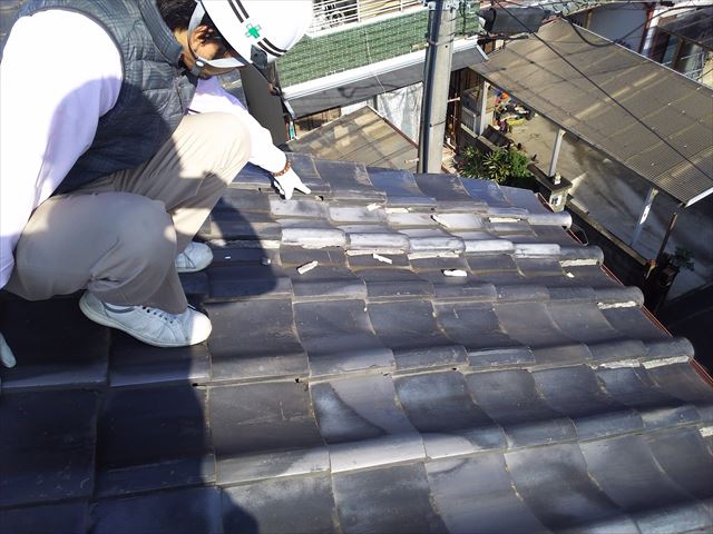 瓦屋根不良ヵ所点検状況