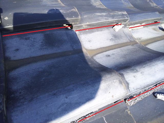 瓦屋根不良ヵ所点検状況