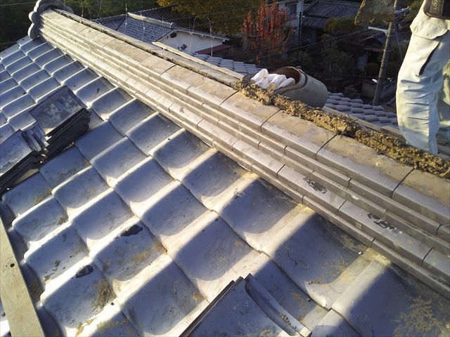 大屋根棟瓦復旧