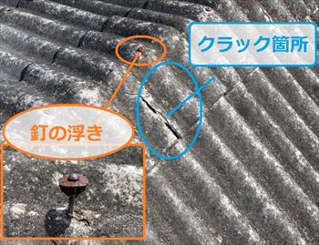 釘の浮き・クラック箇所