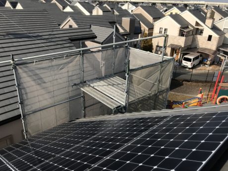 昇降材料作業置き仮設足場