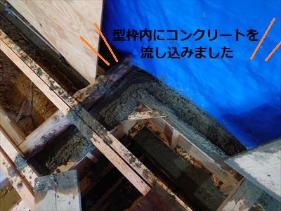 添え基礎　コンクリート　流し込み