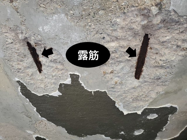 ガレージ内の露筋箇所