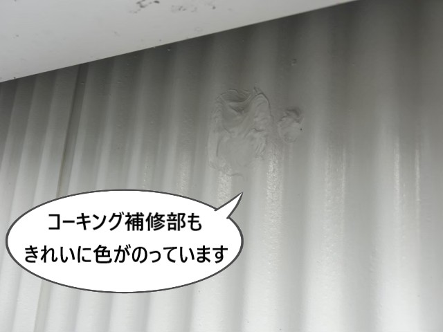 コーキング補修部もきれいに塗装