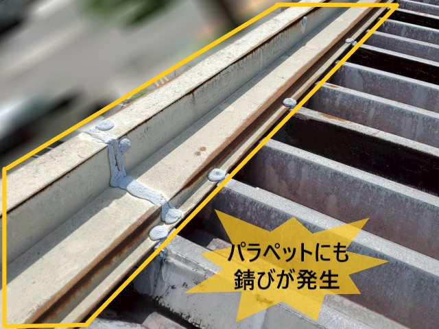 パラペットにも錆びが発生