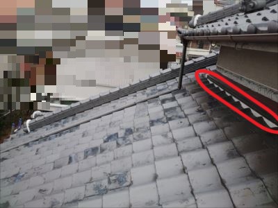 下屋外壁取り合い面戸漆喰