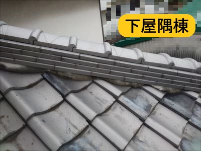 下屋隅棟漆喰変色