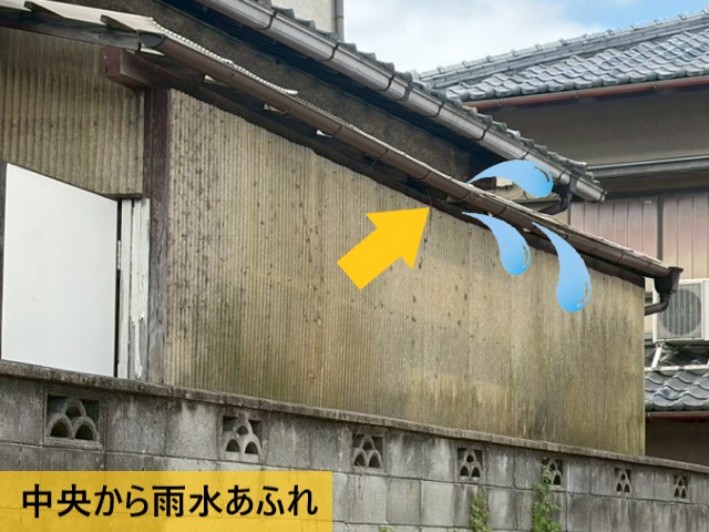 中央から雨水あふれ