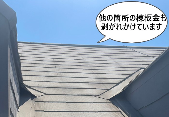 他の棟板金も剥がれかけていました