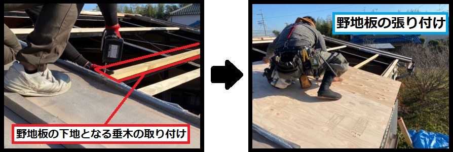 垂木・野地板の取り付け