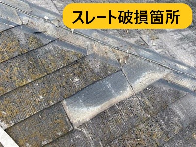 堺市 屋根修繕 施工事例 スレート破損箇所差し替えbefore