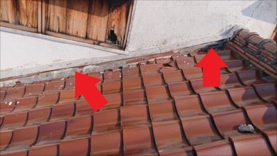 外壁取り合い 漆喰まみれ