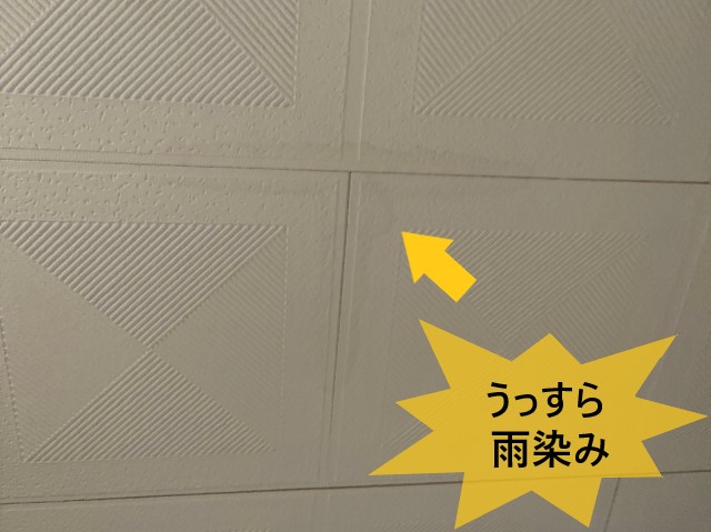 天井にうっすら雨染み