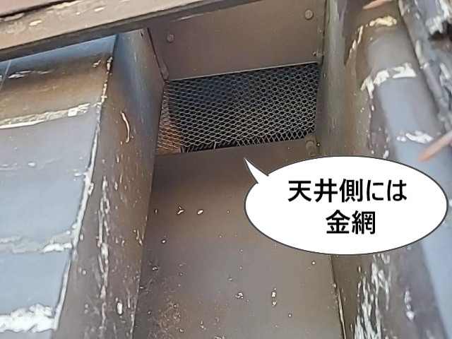 天井側に金網