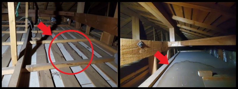 天井裏 雨漏り箇所