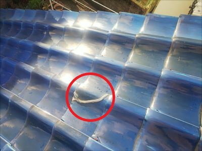 平瓦の割れ補修