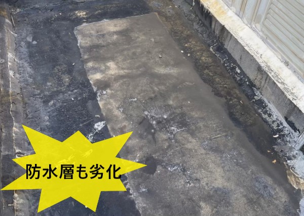 店舗の防水層も劣化しています