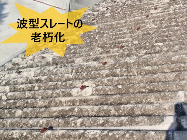 波型スレートの老朽化