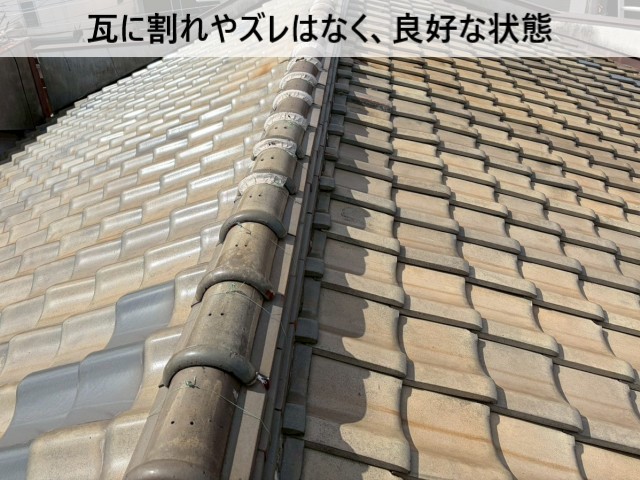瓦に割れやズレはなく、良好な状態